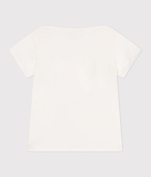 Kurz&auml;rmeliges Kinder T-Shirt aus Baumwolle mit Herzmotiv weiss