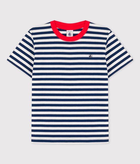 Kurzärmeliges T-Shirt aus Baumwolle für Jungen blau MEDIEVAL/weiss MARSHMALLOW