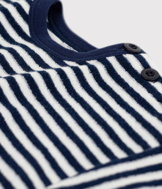 Baby-Sweatshirt aus gestreiftem Frottee blau/weiss