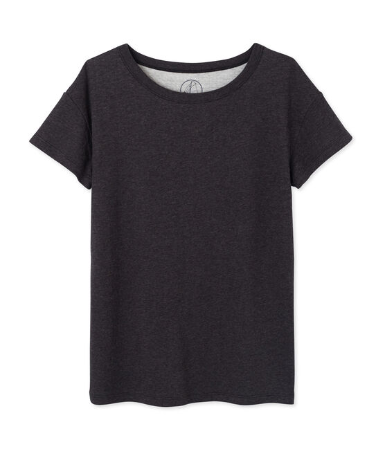 Meliertes Damen-Maxishirt aus extrafeinem, gedoppeltem Jersey grau CITY CHINE