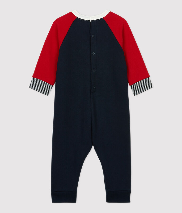 Baby-Overall aus Molton. blau SMOKING/rot TERKUIT