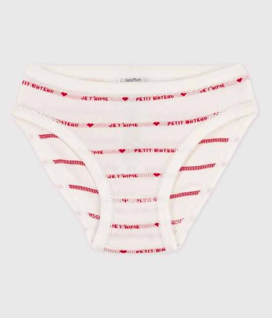 3er-Set Slips aus Bio-Baumwolle mit Lochstickerei für Damen weiss MARSHMALLOW/rot TERKUIT