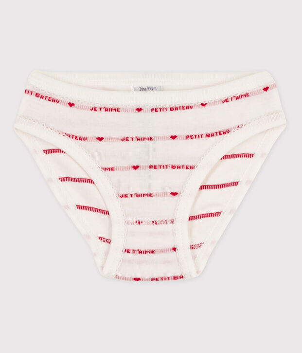 3er-Set Slips aus Bio-Baumwolle mit Lochstickerei f&uuml;r Damen weiss/rot