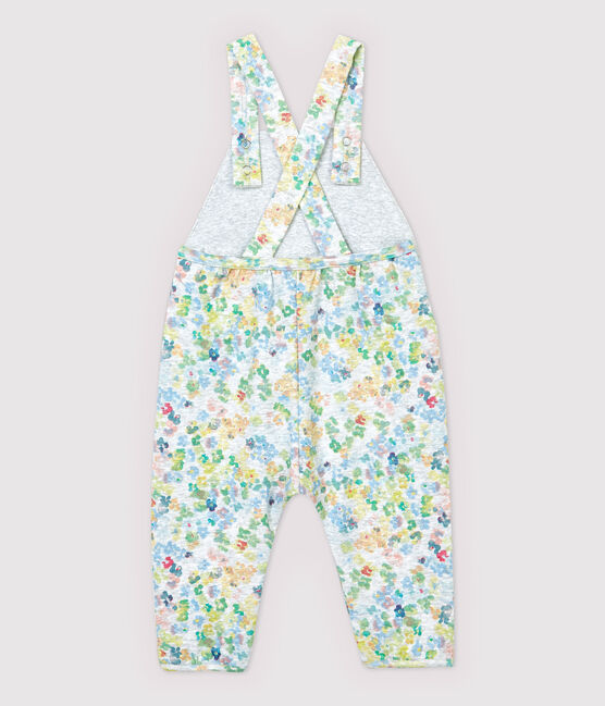 Baby-Latzhose aus Molton Mädchen. grau POUSSIERE/weiss MULTICO