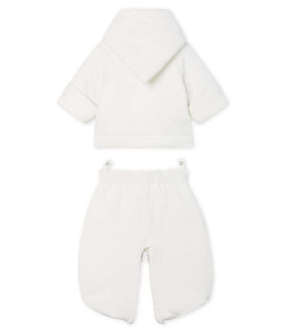 3-in-1-Fliegeroverall aus Velours für Babys weiss MARSHMALLOW