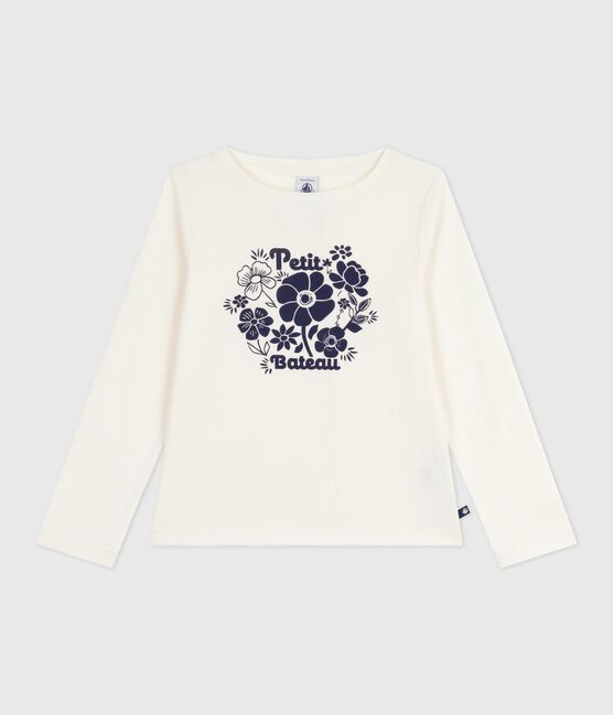 Langärmeliges Kinder-T-Shirt aus bedruckter Baumwolle naturfarben MILK