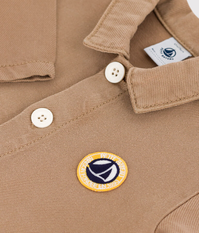 Langer Baby-Overall aus einfarbiger Baumwolle im Tankwart-Stil beige