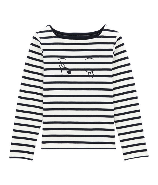 Mädchen Streifenshirt aus Jersey weiss MARSHMALLOW/blau SMOKING