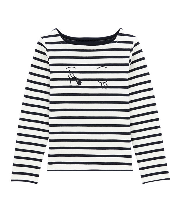 M&auml;dchen Streifenshirt aus Jersey weiss/blau