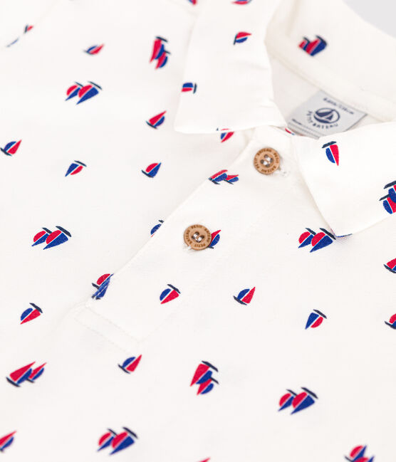Kurzärmeliges Kinder-Poloshirt aus Baumwolle für Jungen weiss MARSHMALLOW/weiss MULTICO