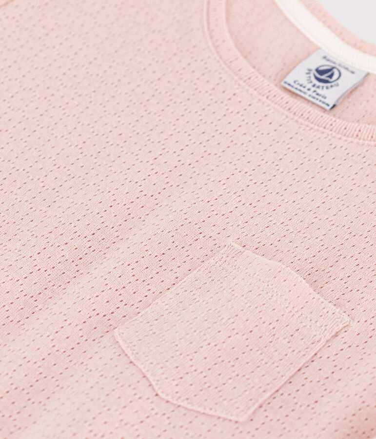 Einfarbiges Nachthemd aus Ajour-Baumwolle f&uuml;r M&auml;dchen rosa