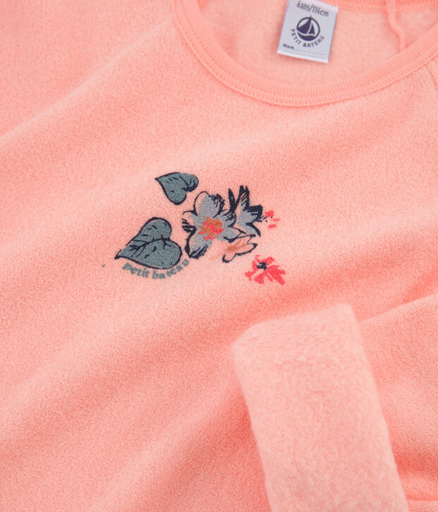 Pyjama aus aufgerautem Frottee f&uuml;r kleine M&auml;dchen rosa