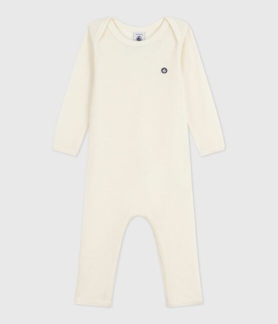Langbeiniger Baby-Body aus Wolle und Baumwolle ECRU 08163