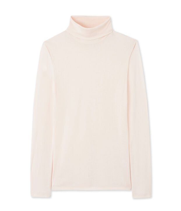 Damen-Unterziehpullover aus leichter Baumwolle rosa Fleur