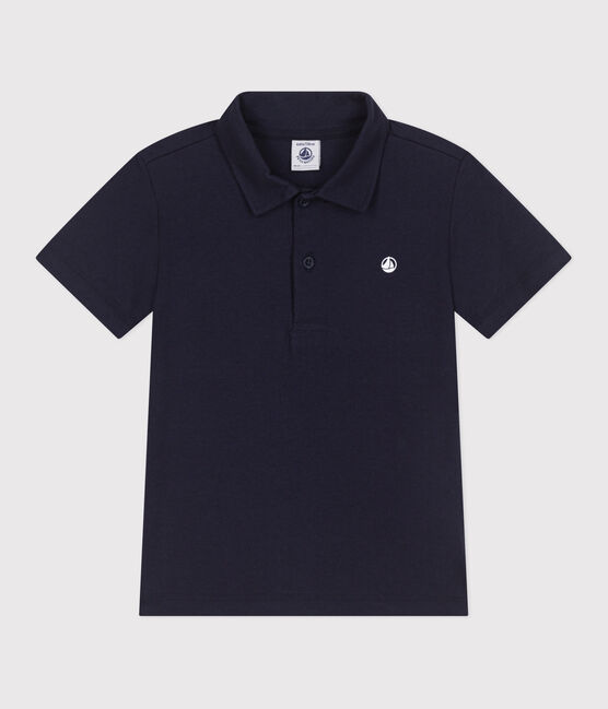 Kurzärmeliges Kinder-Poloshirt aus einfarbiger Baumwolle  blau SMOKING
