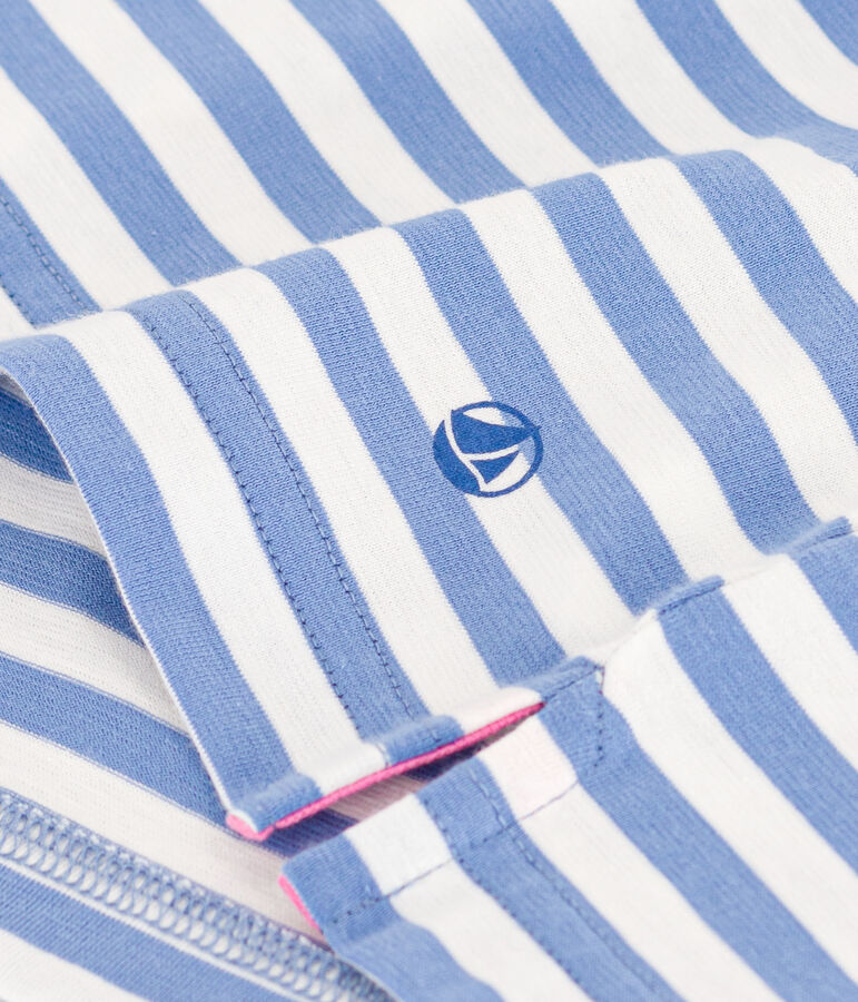 Damen-T-Shirt Le Boxy aus gestreifter Baumwolle blau/weiss