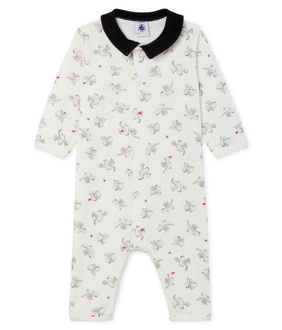 Baby-Strampler ohne Füße aus Rippstrick für Jungen weiss MARSHMALLOW/ MULTICO CN