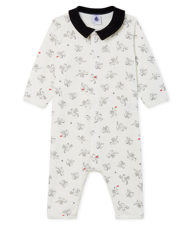 Baby-Strampler ohne F&uuml;&szlig;e aus Rippstrick f&uuml;r Jungen weiss/vielfarbig