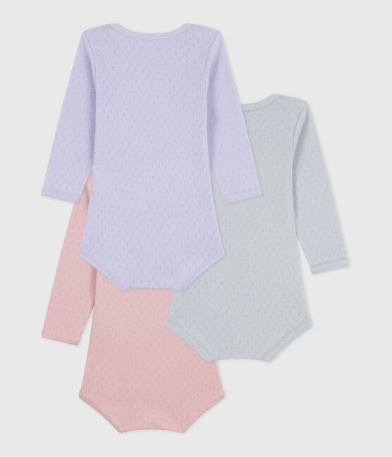 Set langärmeliger Baby-Bodys aus Baumwolle mit Lochstickerei variante 1