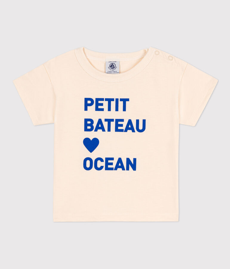 Kurz&auml;rmeliges Baby-T-Shirt aus Jersey mit Motiv naturfarben