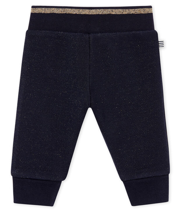 Glitzernde Baby M&auml;dchenHose aus Molton blau/gelb