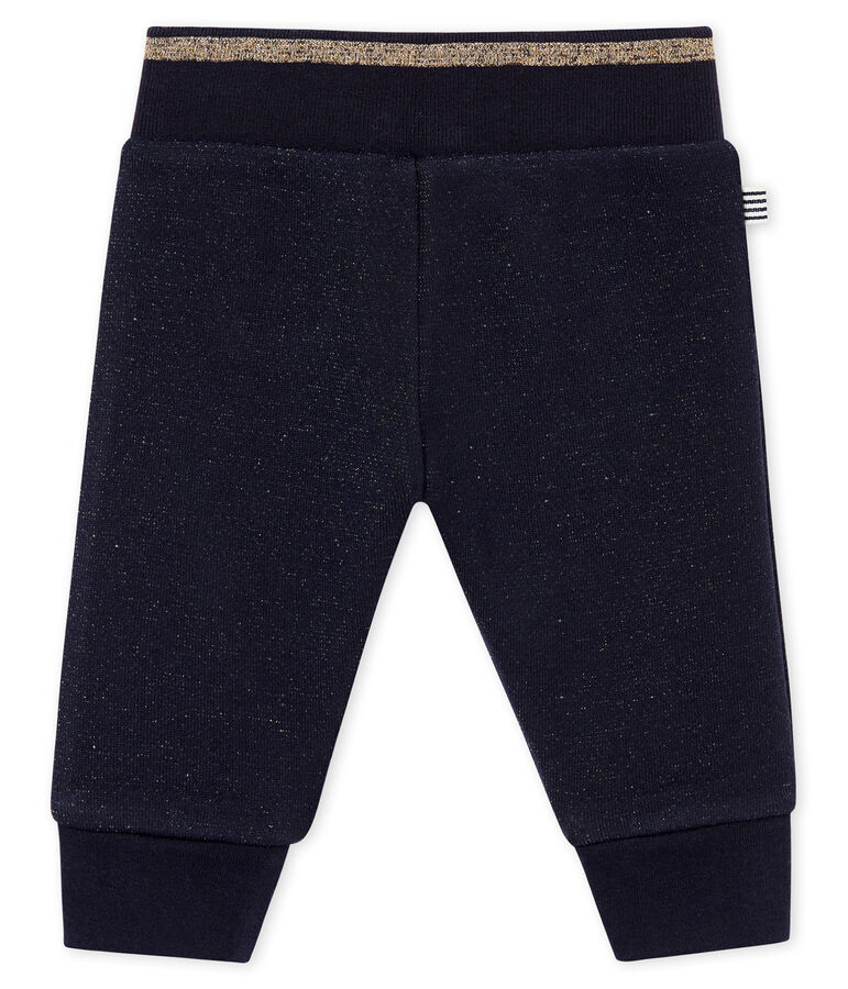 Glitzernde Baby M&auml;dchenHose aus Molton blau/gelb
