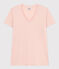 Damen-T-Shirt LE DROIT aus Baumwolle mit V-Ausschnitt rosa SALINE