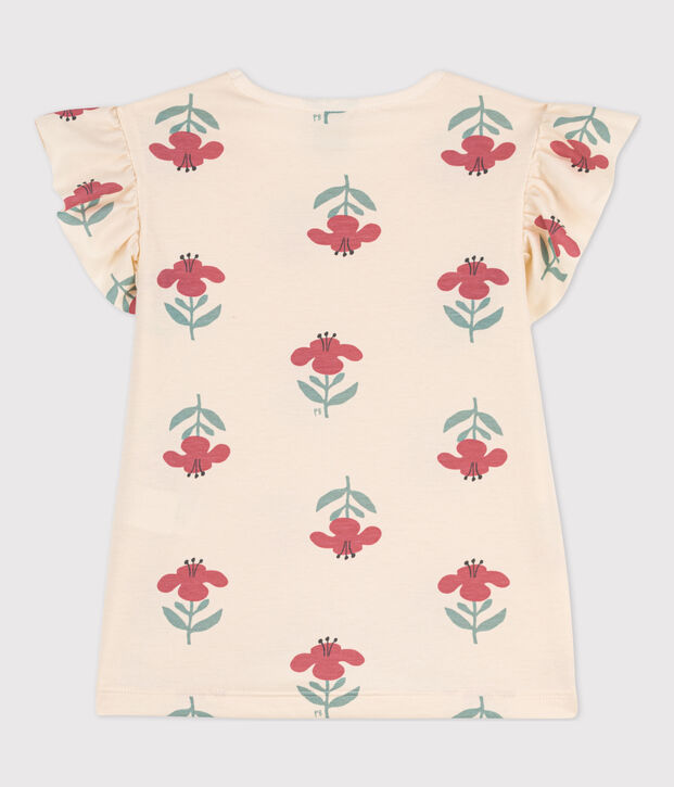 Bedrucktes Kinder-T-Shirt aus Baumwolle f&uuml;r M&auml;dchen naturfarben/blau/vielfarbig