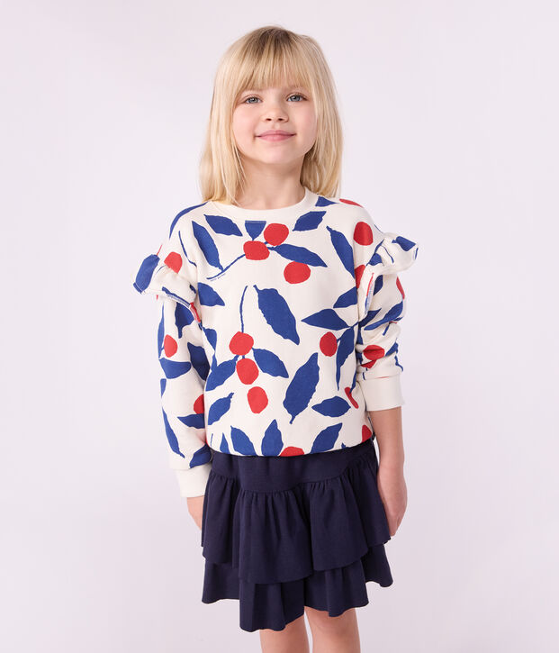 Kinder-Sweatshirt aus gemusterter Baumwolle naturfarben/vielfarbig