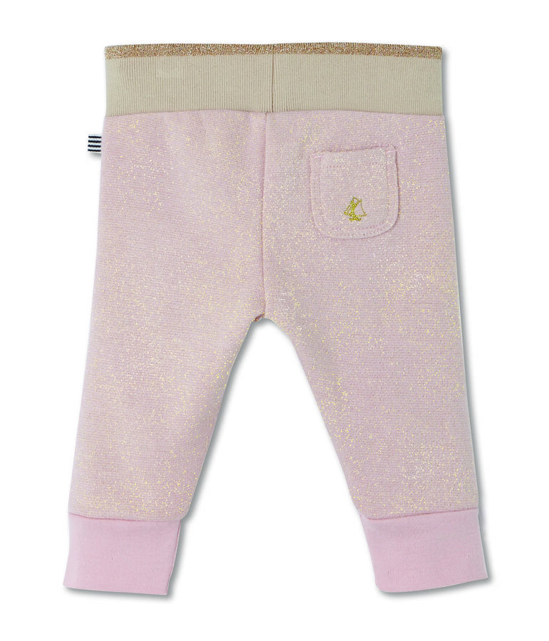 Glitzernde Baby M&auml;dchenHose aus Molton rosa/gelb