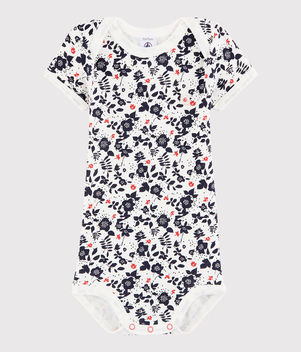 Kurz&auml;rmeliger Baby-Body M&auml;dchen weiss/vielfarbig