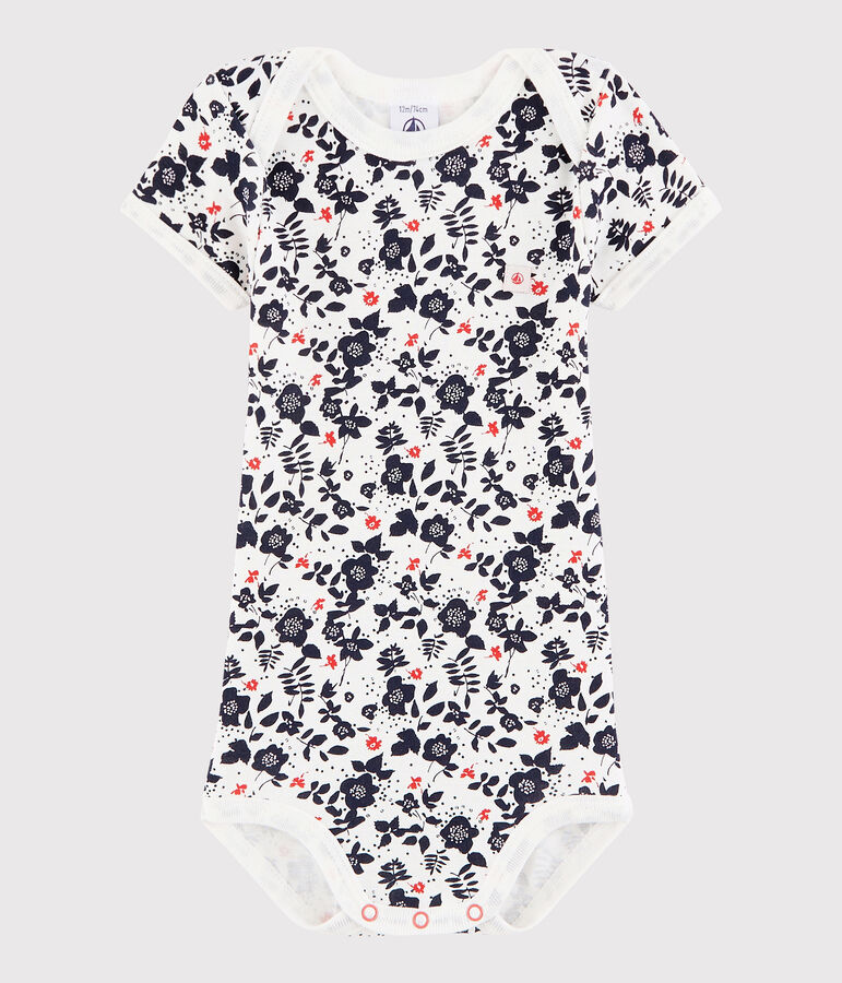 Kurz&auml;rmeliger Baby-Body M&auml;dchen weiss/vielfarbig