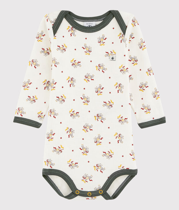 Lang&auml;rmeliger Baby-Body Jungen weiss/vielfarbig