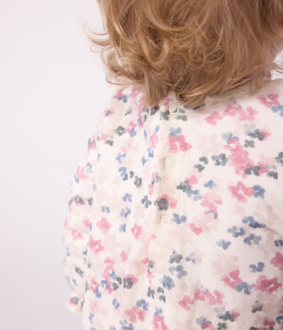 Langärmeliges Baby-Kleid aus Baumwolle mit Blumenmuster MILK/ MULTICO