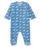 Strampler für Jungen aus Velours blau ALASKA/weiss MARSHMALLOW