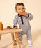 Baby-Langoverall aus dickem Jersey im Streifenlook weiss MARSHMALLOW/blau SMOKING