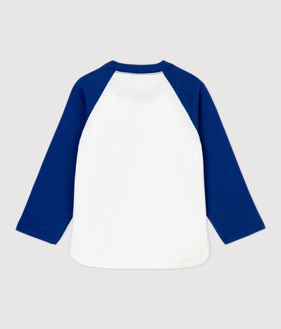 Baby-T-Shirt aus Baumwolle. weiss MARSHMALLOW/blau MAJOR