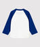 Baby-T-Shirt aus Baumwolle. weiss MARSHMALLOW/blau MAJOR