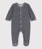 Baby-Strampler aus Nicki mit Ringelstreifen blau SMOKING/weiss MARSHMALLOW