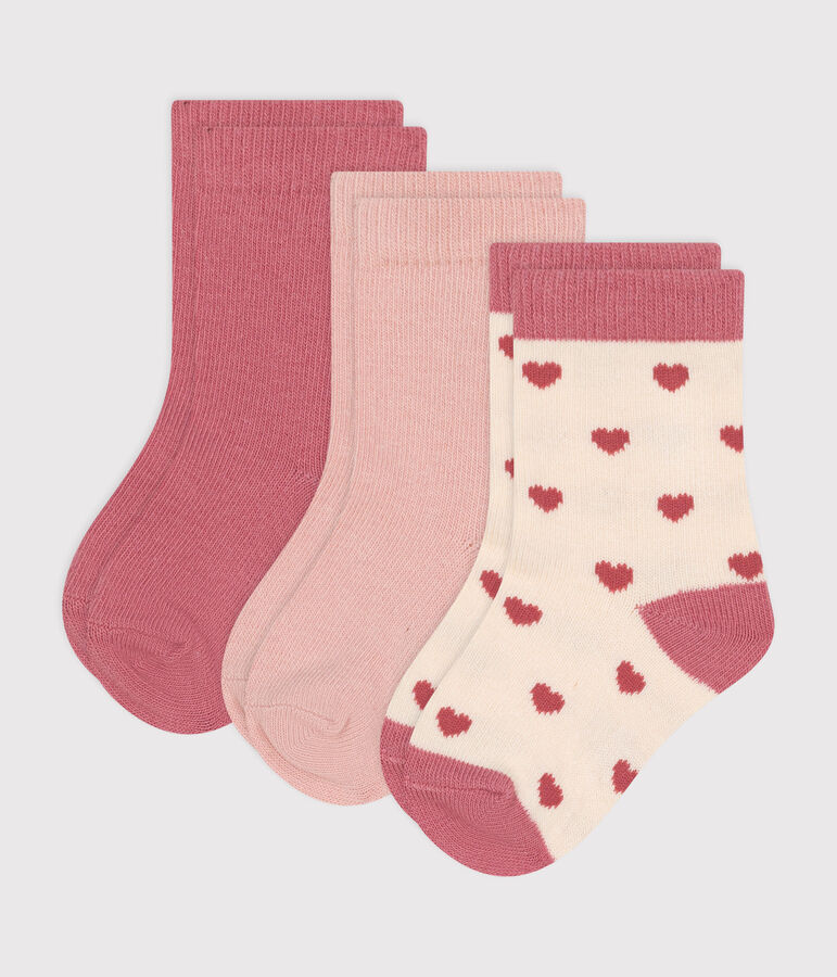 3er-Set Baby-Socken aus Baumwolle mit Herzmotiv vielfarbig