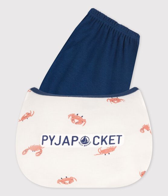 Kinder-Kurzpyjama aus Baumwolle mit Krabbenmotiv für Jungen weiss MARSHMALLOW/weiss MULTICO