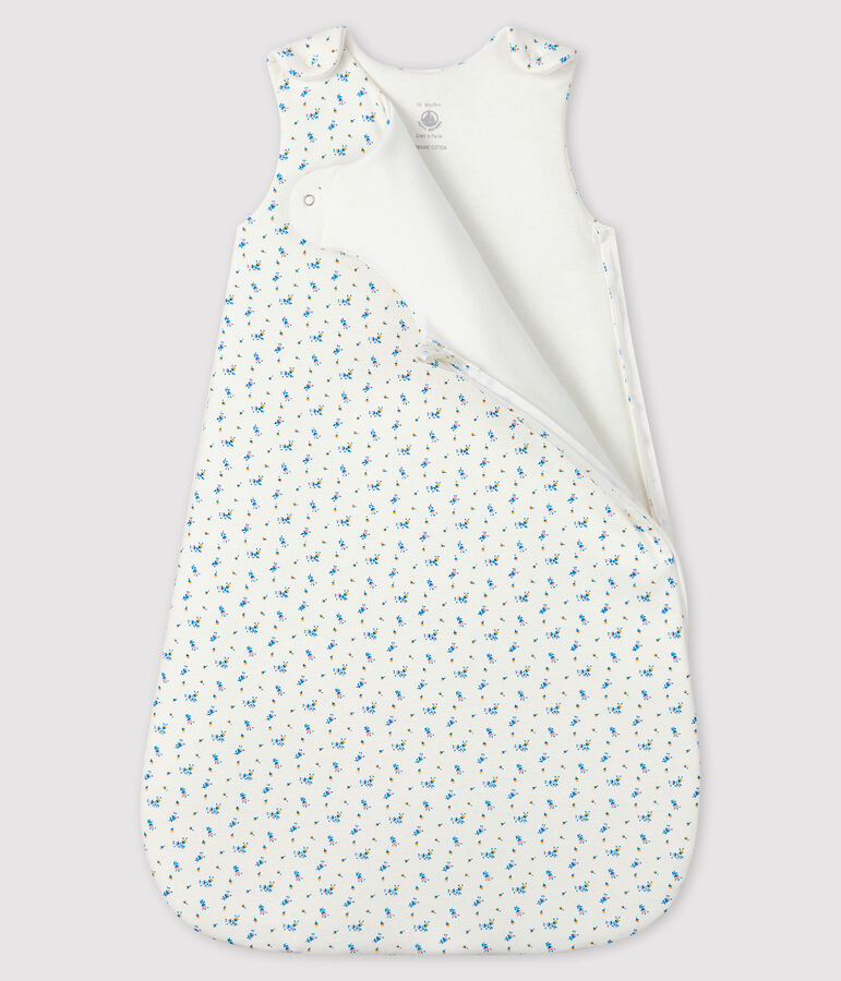 Baby-Schlafsack aus Rippstrick weiss/vielfarbig