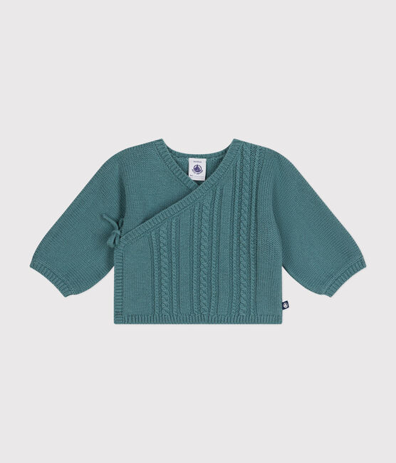 Baby-Cardigan aus Wolle und Baumwolle grün PAUL