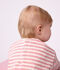 Lang&auml;rmeliges Baby T-Shirt aus Baumwolle mit Streifen. rosa/naturfarben