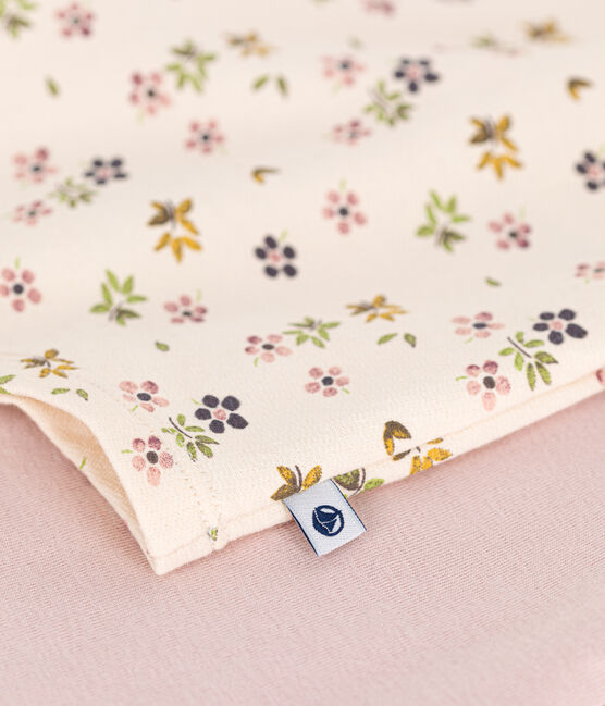 Nachthemd aus aufgerautem Jersey mit Blumenmuster für Kinder rosa SALINE/weiss MULTICO
