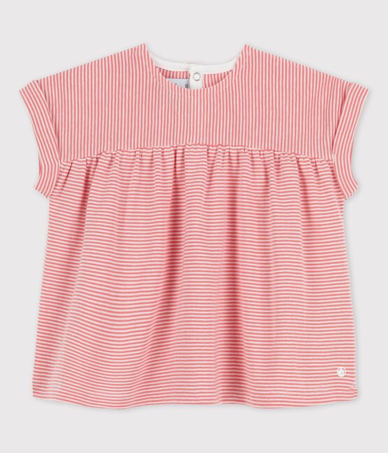 Kurzärmelige Baby-Bluse aus Bio-Baumwolle rosa PAPAYE/ MARSHMALLOW