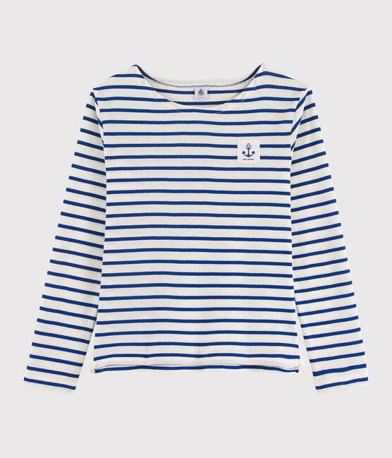 Leichtes Matrosenkleid "Cœur" für Damen weiss MARSHMALLOW/blau SURF