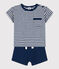 Baby-Set aus Baumwolljersey blau MEDIEVAL/weiss MARSHMALLOW