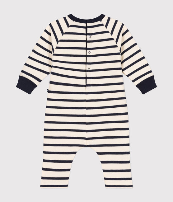 Langer Baby-Overall aus Molton weiss AVALANCHE/blau SMOKING