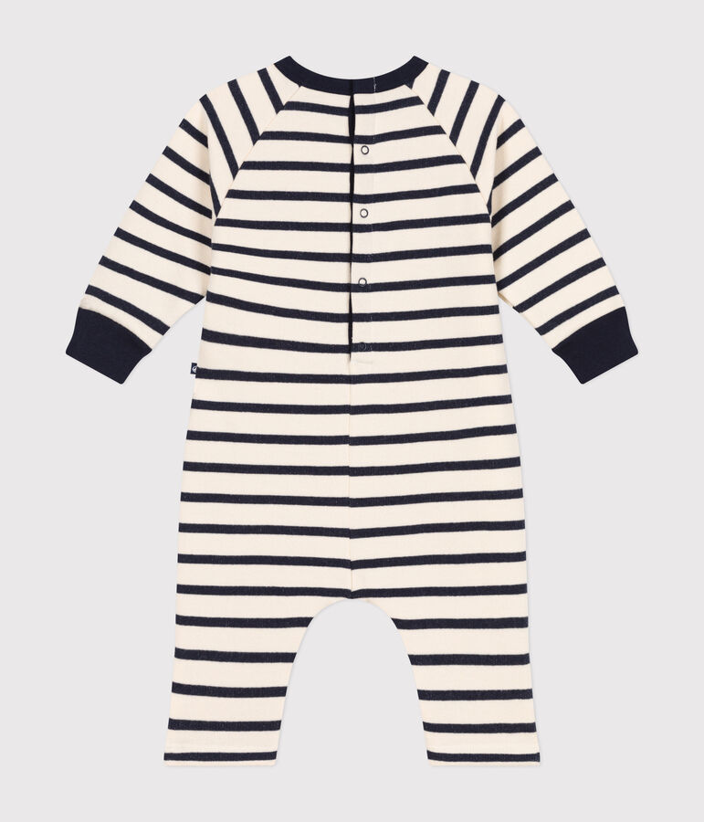 Langer Baby-Overall aus Molton weiss AVALANCHE/blau SMOKING